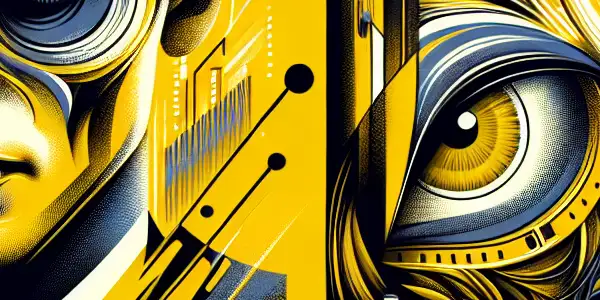 A striking movie poster featuring an enigmatic character amidst vibrant yellow hues and cinematic elements, hinting at adult themes.