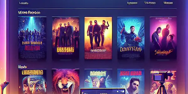 A modern online movie platform interface showcasing popular films and shows on a sleek, dark-themed display.